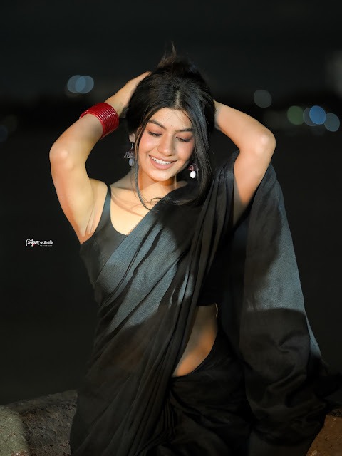 Binita Latest Black Saree Images
