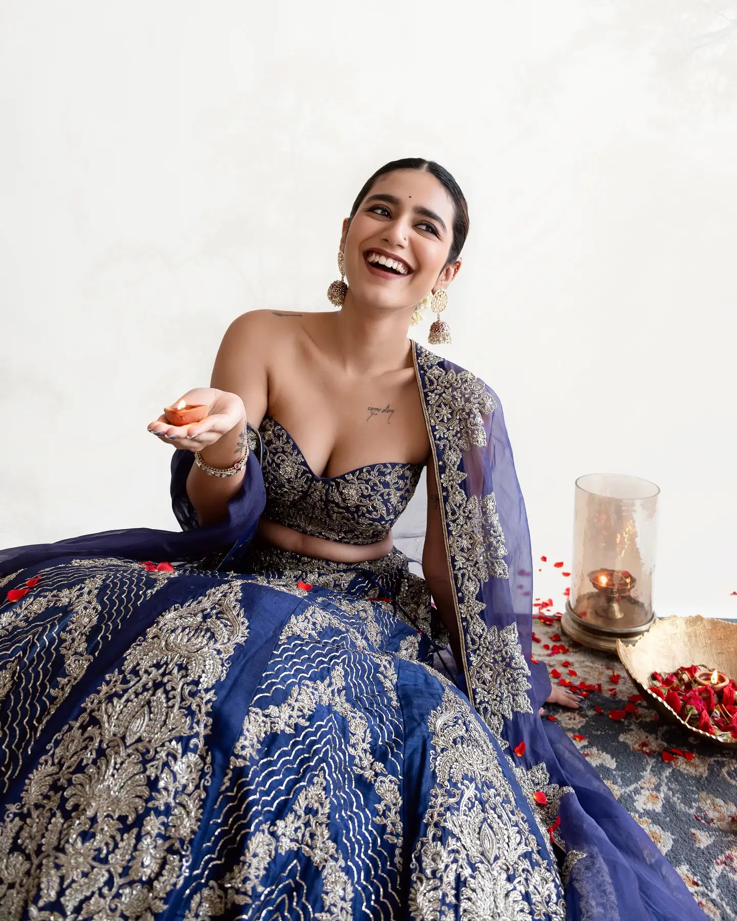 Priya Prakash Varrier In Traditional Blue Lehenga Choli - Image 1