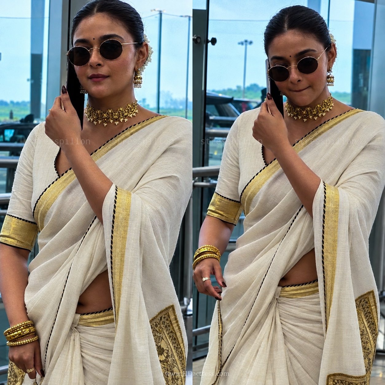 Keerthy Suresh glamorous showing navel in low-waist drape saree