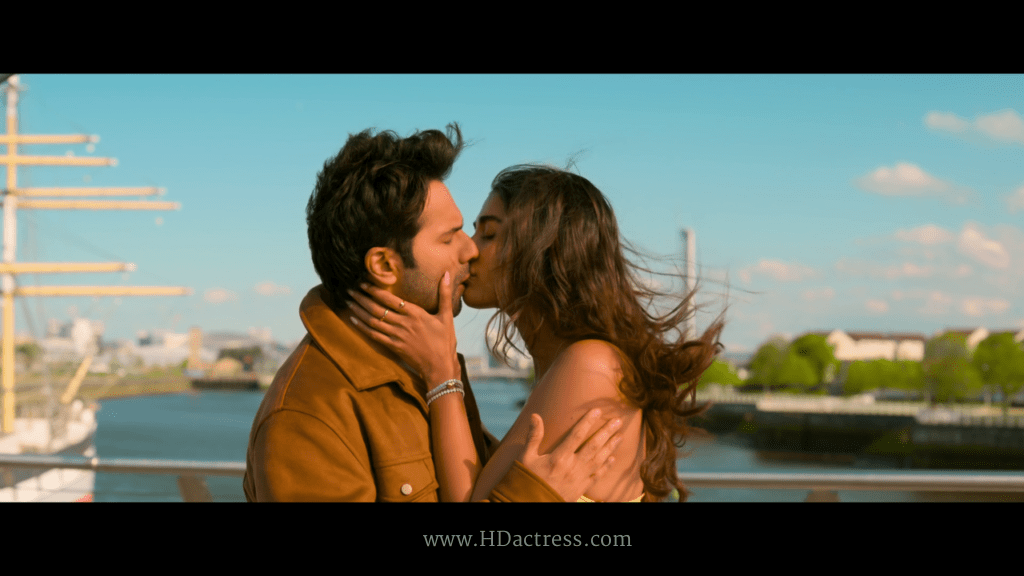 Pooja Hegde and Varun Dhawan share a romantic scene during the shooting of Hai Jawani Toh Ishq Hona Hai.