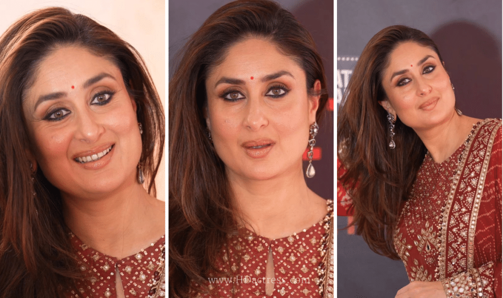 Kareena Kapoor Khan sexy closeup face, glowing skin, sharp jawline, expressive eyes, red lips, Bollywood beauty portrait