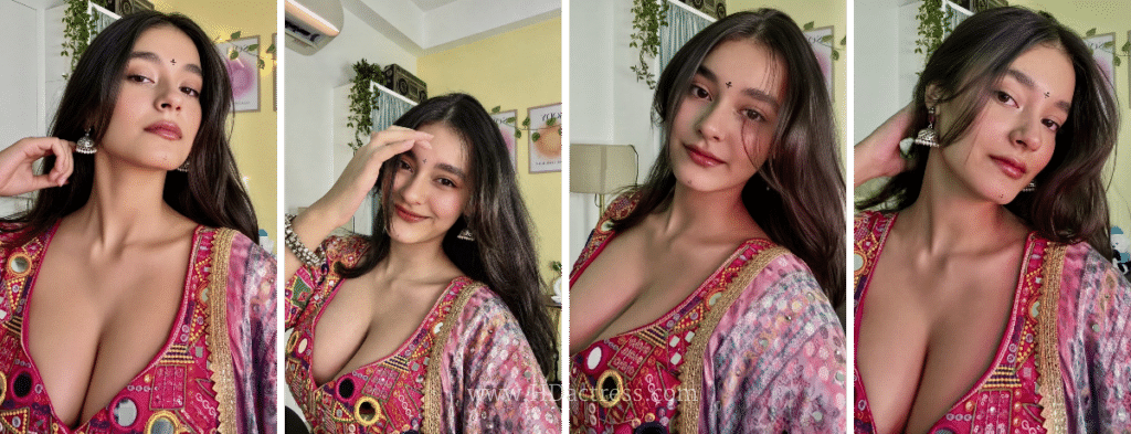 Subhashree Sahu posing in deep neck top showing full busty cleavage, Subhashree Sahu sexy side profile highlighting curves in tight outfit, Subhashree Sahu smiling in low-cut dress flaunting natural bust and waist.