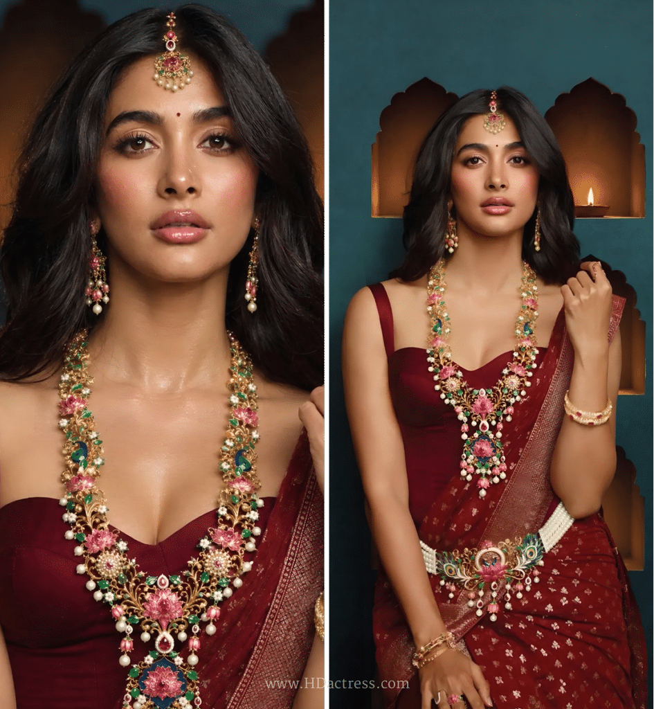 Pooja Hegde, corset style sleeveless blouse, Pooja Hegde photos, sexy Pooja Hegde, glamorous blouse looks, Bollywood actress style, viral fashion moments, Pooja Hegde hot pictures, sleeveless blouse outfits, celebrity fashion  

