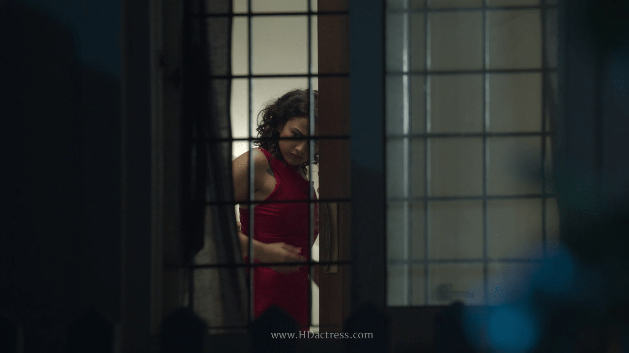 Shraddha Srinath Peeping From Window in Red Sleeveless Bodycon Dress – Hottest Viral Photos