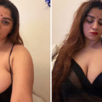 Close-up of Vandana Pathak 555 in wide-cut bikini top showing deep cleavage and smooth skin