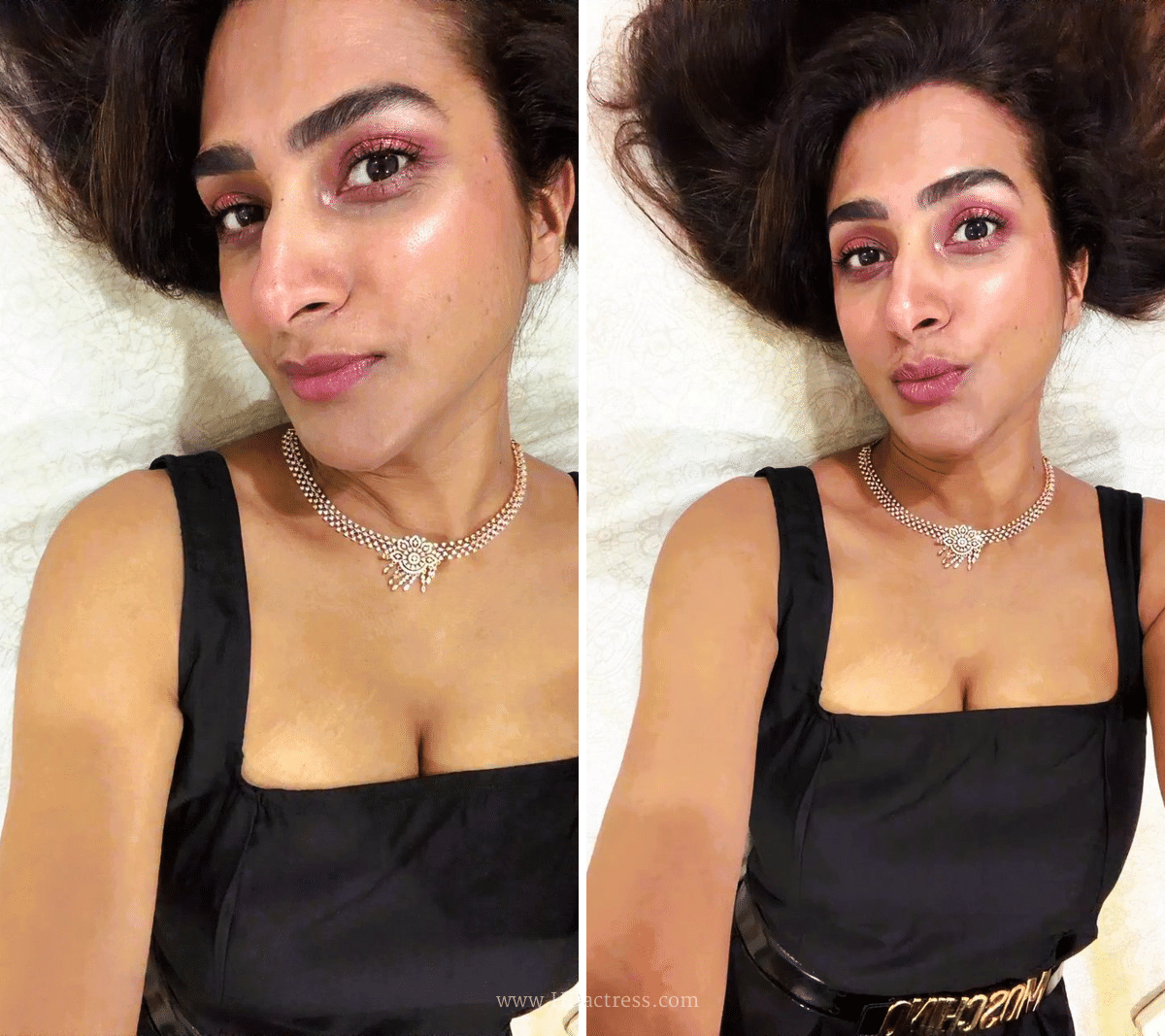 Surekha Vani in Black Square-Neck Sleeveless Top