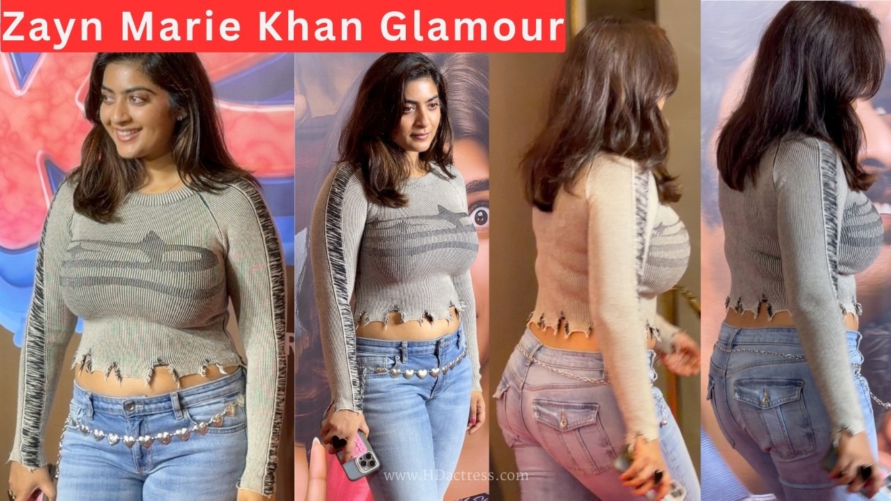 Zayn Marie Khan vital stats and bra size (fan-site estimates, not official): about 5 feet 3 inches, roughly 55–60 kg, reported measurements near 34-26-34 or 35-28-35, with bra size variously listed as 34C to 36D.