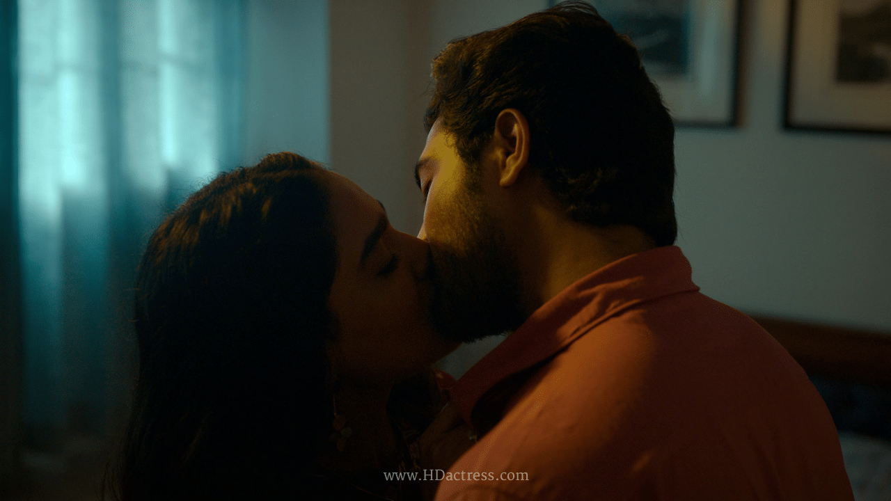 Saniya Iyappan locked in a soft liplock with intense eye contact at her birthday party

